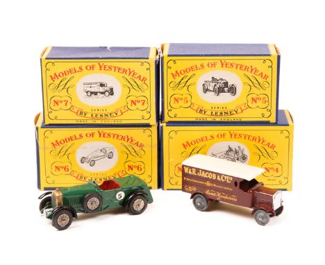 4 Series 1 Model of Yesteryear. No 4 Shand Mason Horse Drawn Fire Engine. No 5 Le Mans Bentley. No 6 Bugatti type 35 in light