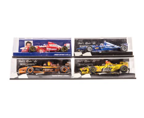 10 Minichamps 1:43 F1 Racing Cars. McLaren MP4/10 Mercedes M. Blundell. McLaren MP4/12 D. Coulthard. Tyrrell Ford 026 R. Ross