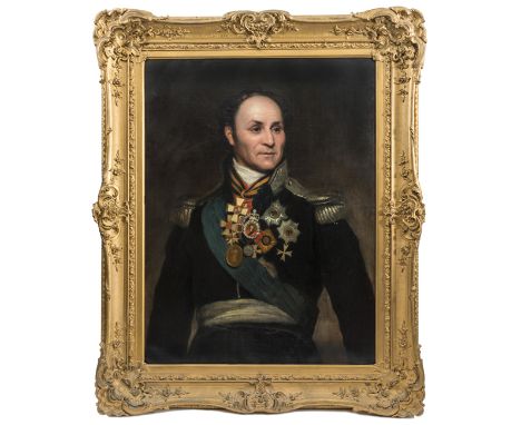 An extremely fine and important portrait (oil on canvas) of Count Matvey Ivanovitch Platoff (1751-1818) Chief of the Don Coss