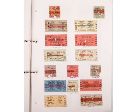 An album of mainly LNER Railway (London & North Western Railway) and bus related tickets. A ring-bound folder containing appr