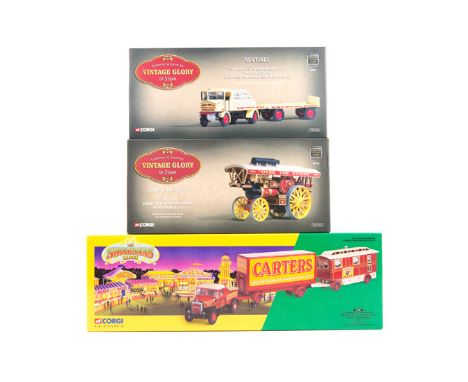 Corgi Classics Circus and Vintage Glory series etc vehicles. Scammell Highwayman ballast with closed pole trailer & caravan s