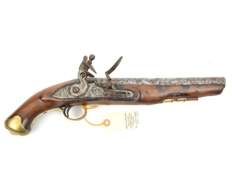 A 14 bore Light Dragoon pattern commercial or trade flintlock holster pistol, 15½” overall, barrel 9” with B’ham proofs, the 
