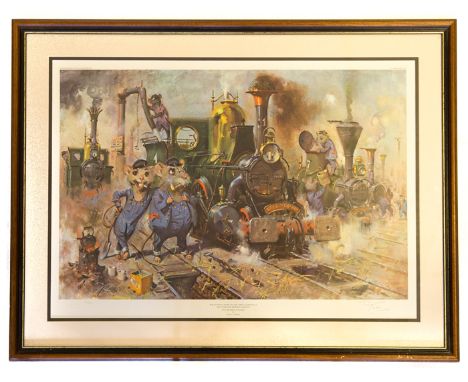 A small quantity of prints by Terence Cuneo. A signed and framed print entitled ‘The Running Sheds of the Great Caerphilly an
