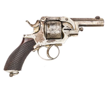 A scarce de-activated 6 shot .38” Hills Patent DA revolver, 8” overall, octagonal barrel 3½” marked on one side “Hill’s Paten