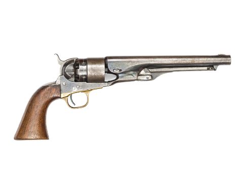 A 6 shot .44” Colt Model 1860 Army percussion revolver,  13½” overall, barrel 8” with New York address, number 85592, recoil 