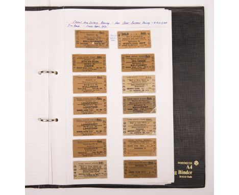 An album of Irish Railway related tickets. A ring-bound folder containing approx 170+ tickets. Examples include; Dublin and S