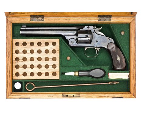 A good early 6 shot .44” Russian Smith & Wesson New Model No 3 single action revolver, number 4496, with 6½” barrel having pa