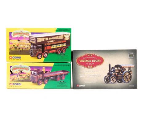 Corgi Classics Circus and Vintage Glory series etc vehicles. AEC closed pole truck with closed pole trailer set and a Leyland