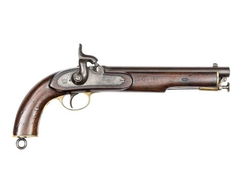 A scarce officer’s private purchase .577” Enfield P/56 rifled percussion cavalry pistol,  15½” overall, barrel 10” with post 