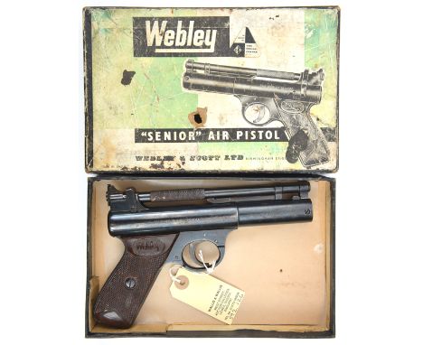 A pre 1958 .177” Webley Senior air pistol,  number 2287 (beneath left grip), with brown bakelite grips. GWO & clean condition