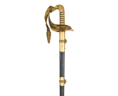 An Elizabeth II Royal Air Force officer’s dress sword,  straight fullered blade 32½”, by Wilkinson Sword Ltd, no 94450 on bac