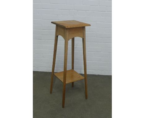Light oak two tier torchere/plant stand, 34 x 92cm. 