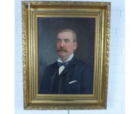 Gilt framed oleograph half length portrait of a Gent, 63 x 69cm including frame 