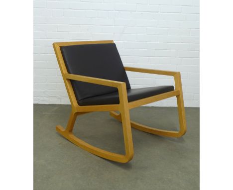 Contemporary light oak rocking chair, likely designed by  James Harrison for Habitat, 60 x 73cm. 