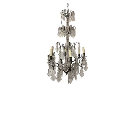Early 20th century crystal chandelier of large form, approximately 80cm drop
