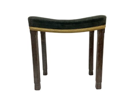 H.M. King George VI 1937 Coronation stool with limed oak frame, official stamps to the underside and original blue velvet uph
