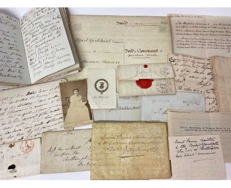 Collection of ephemera, and documents relating to the Charleton family, including handwritten family tree of the Charleton pe