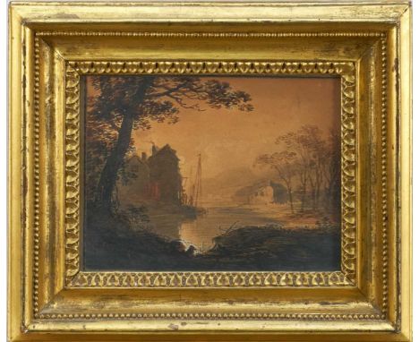 William Payne (1755-1830) ink and watercolour - Glamorganshire Landscape, signed, inscribed verso, 12.5cm x 17cm, in glazed g