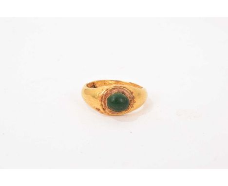 Roman gold child’s or toe ring, with green stone or glass cabochon, 17mm diameter