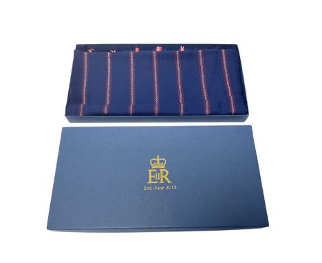 H.M. Queen Elizabeth II, Royal Household 2013 Golden Jubilee gift of a Daks Marino wool scarf in box with crowned ERII cypher