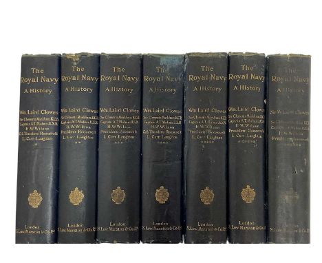 'The Royal Navy A History' by William Laird Clowes, published 1898, Seven Volumes, gilt embossed blue cloth boards.Provenance