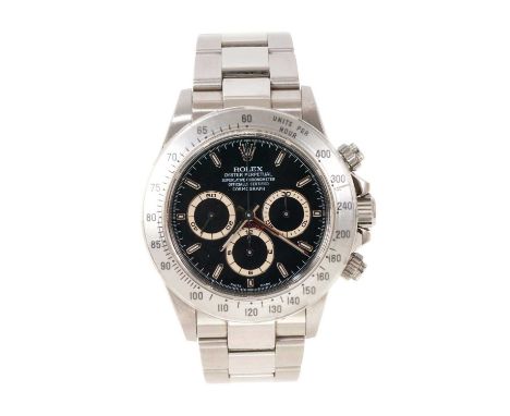 Rolex Daytona Cosmograph stainless steel chronometer wristwatch, model 16520, serial number A970202, Zenith El Primero 31 jew