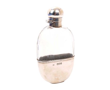 Victorian cut glass spirit flask, with silver cap and detachable drinking cup, with engraved initials M.L.V. (London 1897) po