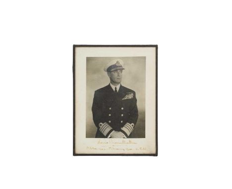 The Right Honourable The Earl Mountbatten of Burma signed presentation photograph of the Admiral in naval uniform and signed 