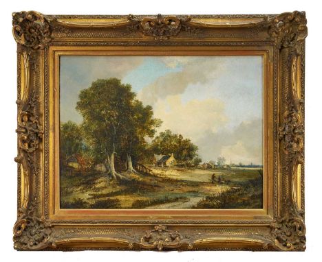 William Henry Crome (1806-1873) oil on canvas - Landscape towards Norwich, 50cm x 63cm, in gilt frame 