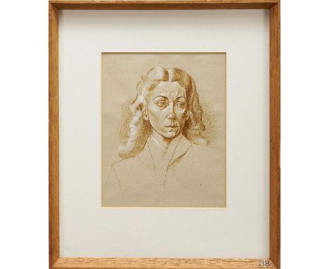 *Francis Plummer (1930-2019) pen, ink and watercolour - Study for Woman with Black Hair, titled verso, 26cm x 20cm, glazed fr