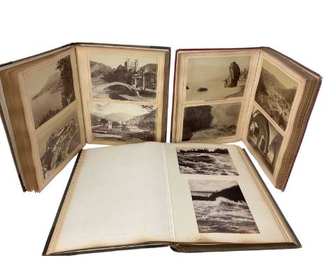 Three late 19th century travel albums, with sepia photographs of Grand Tour locations, inscribed and dated Arthur J Morris, 1
