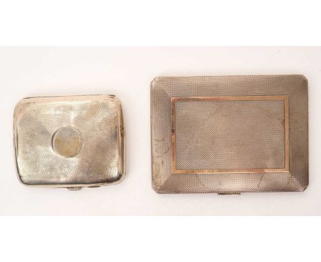1930s silver cigarette case of rectangular form, with engine turned decoration and gold insert (Birmingham 1939) Herbert Bush