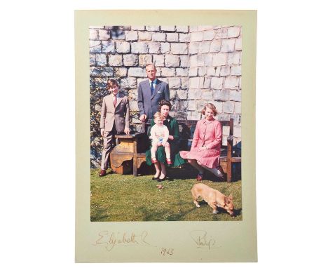 H.M. Queen Elizabeth II and H.R.H. The Duke of Edinburgh, fine signed 1963 presentation portrait colour photograph of the Roy