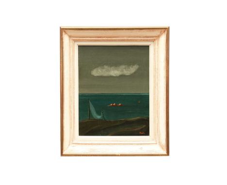 Roger Brielle (1899-1960) oil on canvas - Surrealist Seascape, signed, 41cm x 33.5cm, framed
