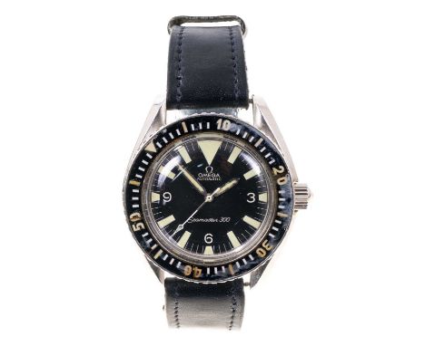 1960s Omega Automatic Seamaster 300 stainless steel wristwatch, the black dial with luminous baton hour markers with Arabic n