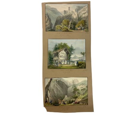 Thomas Remnant Charleton (1756-1849) watercolour - three Swiss views, inscribed 'Castle of Falkenstein, Canton Soleure' (afte
