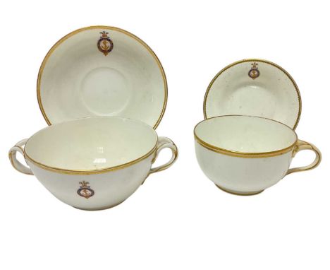 The Royal Yacht 'Osborne', selection of china with finely painted Prince of Wales feather crest and 'Royal Yacht Osborne' in 