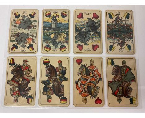 Complete deck of 32 Piatnik Nandor és Fiai R. T. Budapest WWI war relief cards (no. 63) first edition, designed Leo Kober (18