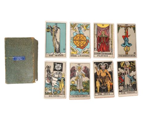 Rider Waite tarot deck of 78 cards, circa 1910, considered to be the standard cartomancy pack in the U.K. at least, with orig
