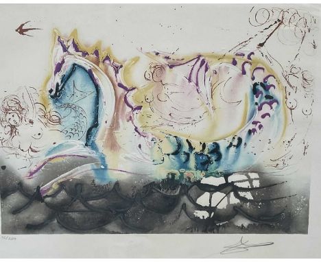 *Salvador Dali (1904-1989) signed embossed lithograph - "Le Cheval Marin", 1972, numbered 36/250, 50cm x 65cm, in glazed fram