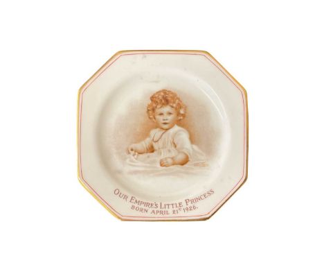 Rare 1920s Princess Elizabeth 'Our Empire's Little Princess Born April 21st 1926' Paragon China plate, 14.1cm