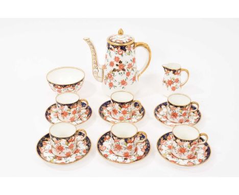 A Royal Crown Derby Imari pattern coffee service, comprising coffee pot, six cans and saucers, cream jug and sugar bowl