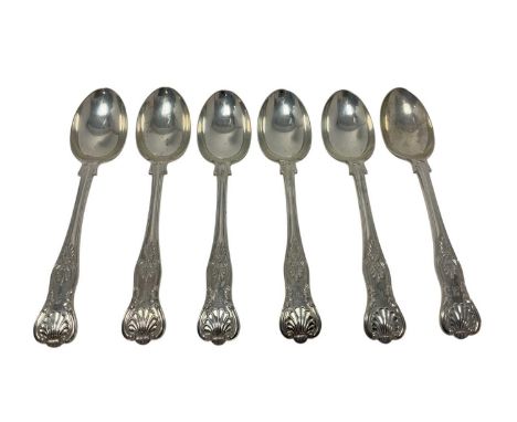Set of six 1920s silver Kings pattern with Diamond Heel dessert spoons, with engraved initials (Sheffield 1925) Walker &amp; 