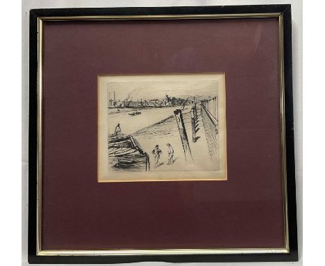 James Abbot McNeil Whistler (1834-1903) etching - Millbank, 12cm x 14cm, in glazed frame