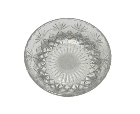 H.M. Queen Elizabeth II, Royal Household 2004 Christmas gift Royal Scot Crystal cut glass bowl decorated with crowned ERII cy