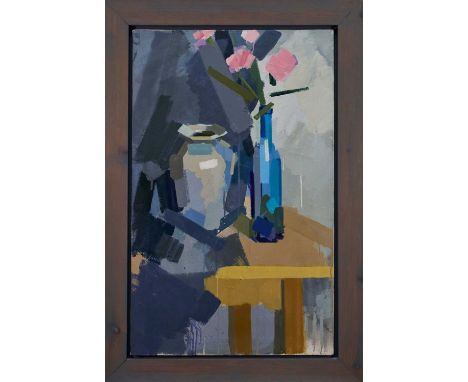 Philip Richardson, contemporary, oil on canvas - Still Life, Pink Flowers and White Vase, signed, dated 1998 and titled verso