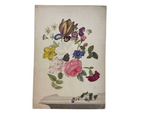 Thomas Remnant Charleton (1756-1849) or Sophia Katherine Charleton (1789-1844) watercolour - Still life of flowers and butter