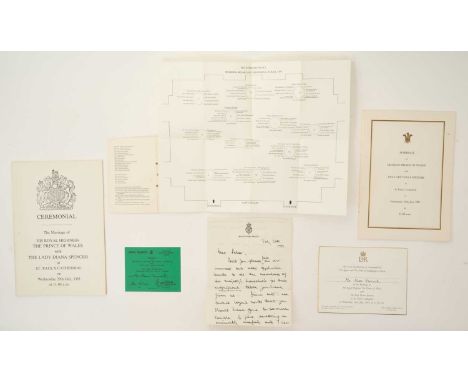 The Wedding of H.R.H. The Prince of Wales to Lady Diana Spencer, 29th July 1981, set of official ephemera including invitatio