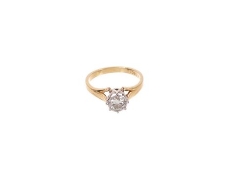 Diamond single stone ring with a brilliant cut diamond estimated to weigh approximately 0.60cts, in platinum claw illusion se