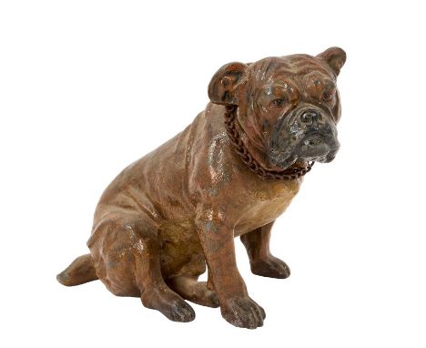 Early 20th century Austrian cold painted metal novelty desk lighter, in the form of a bulldog, stamped AUSTRIA to base, 12cm 